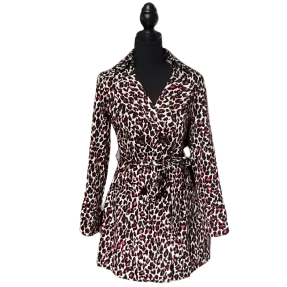 XXI ANIMAL / LEOPARD PRINT DOUBLE BREASTED TRENCH COAT  ( S/P ) - Picture 1 of 9